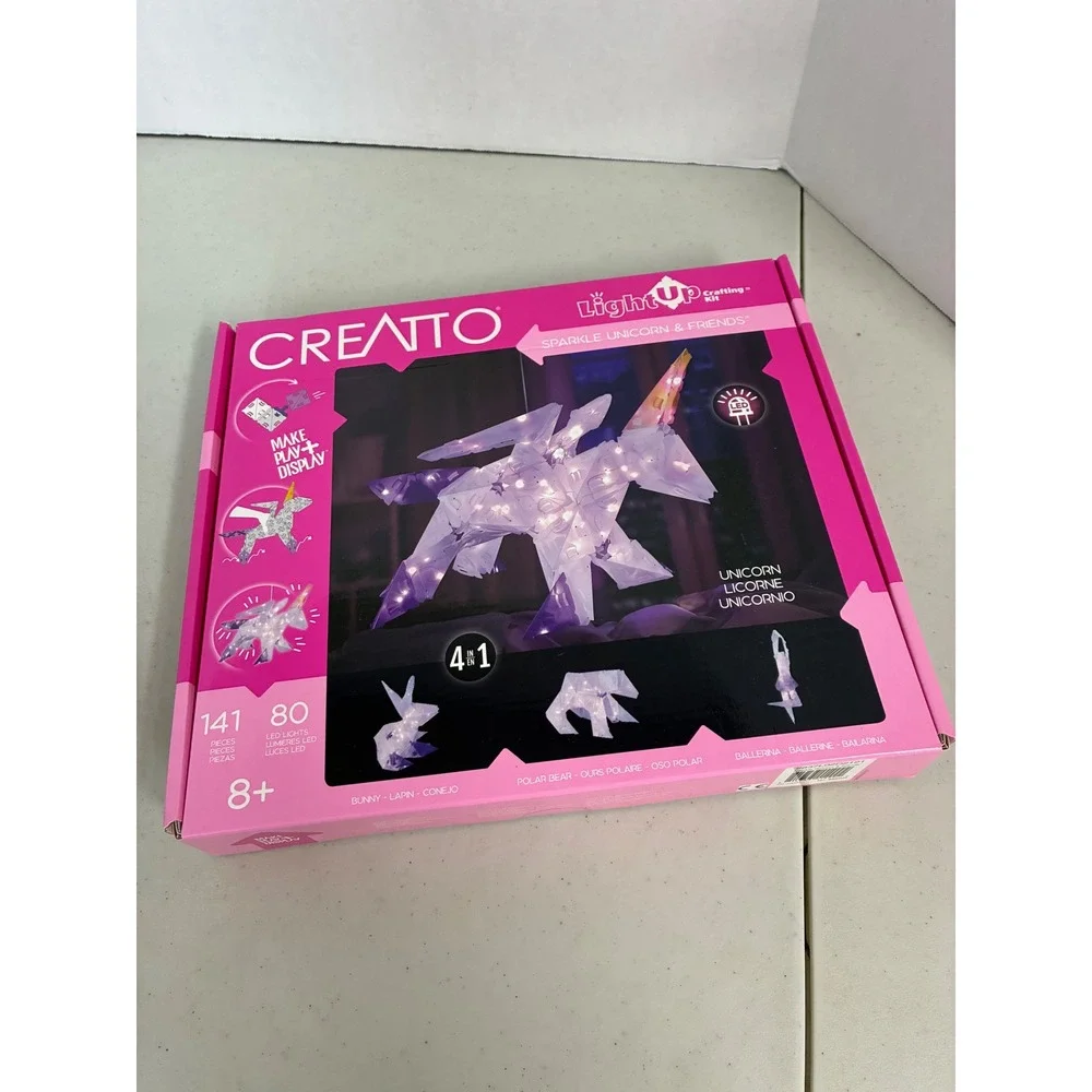 Creatto Sparkle Unicorn & Friends Light Up‎ 4-in-1 Crafting Kit 141pc LED New